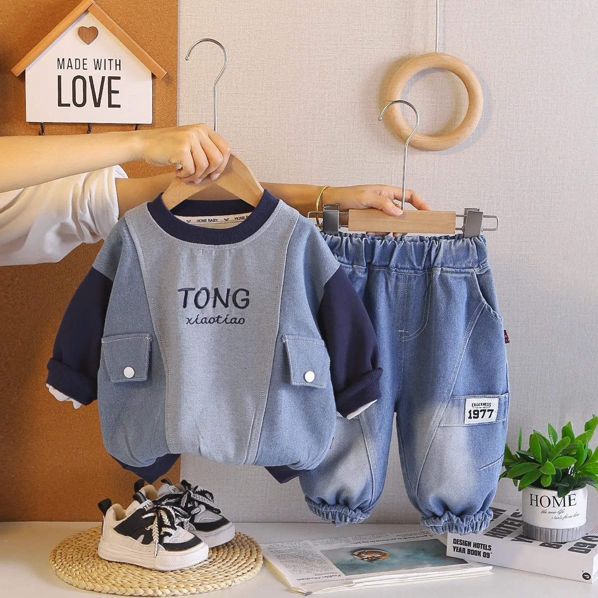 Boys Clothes Sets Spring Autumn Children Sweatshirts Pants 2pcs Casual Suit For Baby Tracksuits Kids Denim Outfits Toddler 2 3Y