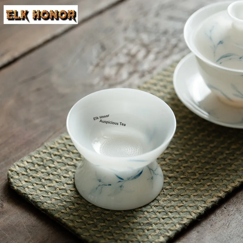 ZAEYORIA Ice Crystal Jade Mineral Clay Orchid Tea Separator Infusor Tea Strainer Dispenser Tea Maker Tea Filter Tea Items Craft