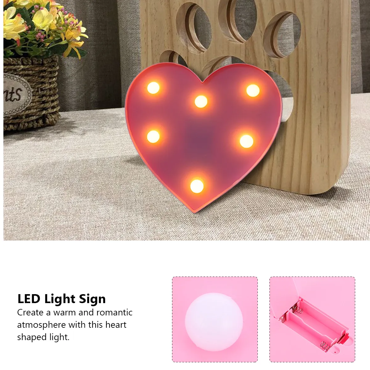 Heart Shape LED Night Light Warm Romantic Decor Lamp Wedding Prop Party Photo Background Decoration Reusable