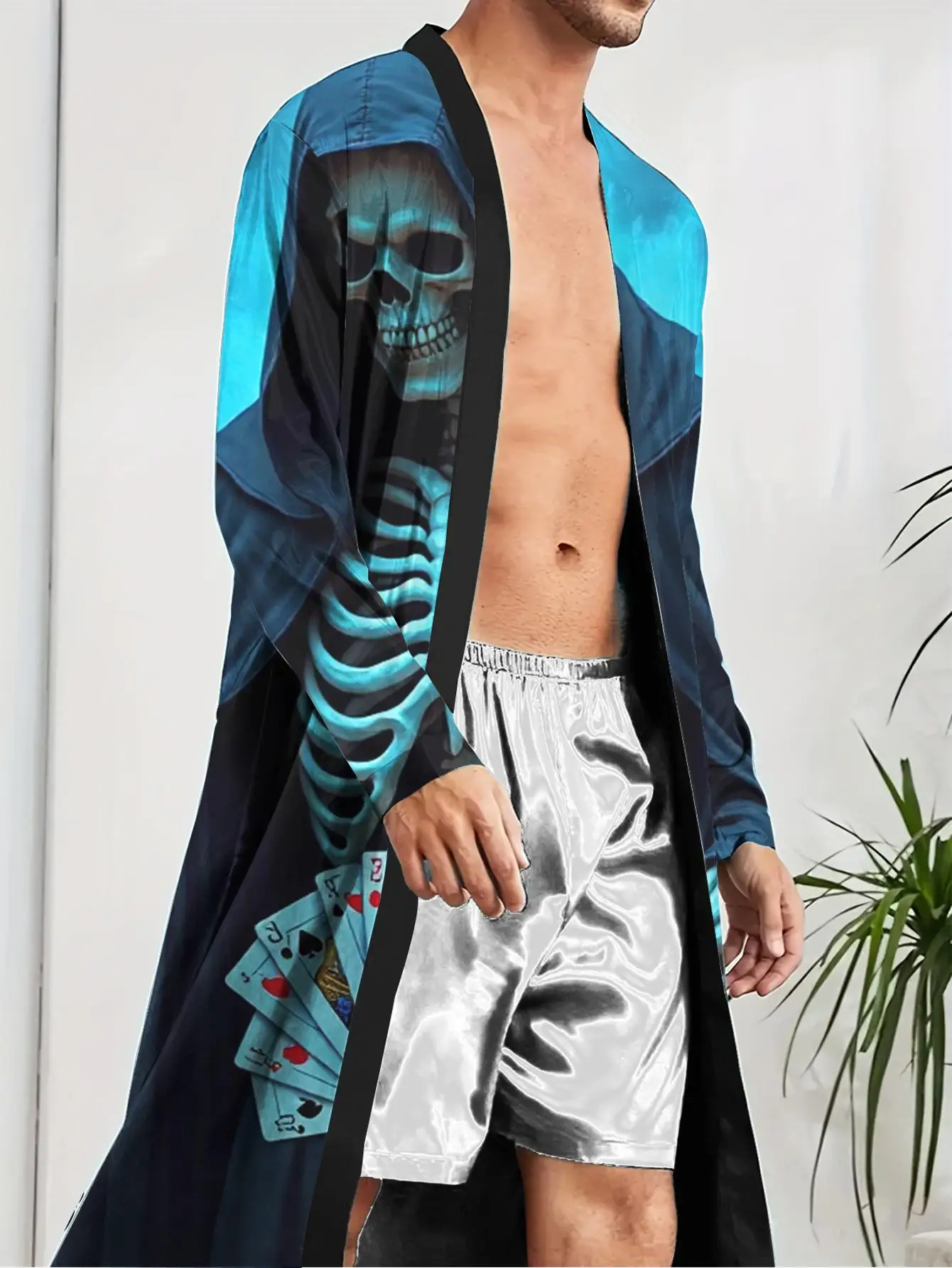 1pc Men's Robes 2026 Spring/Summer 3D Printed Nightie for Men Sleepwear Bathrobe Sleepwear Polyester Graphic Funny Pajamas