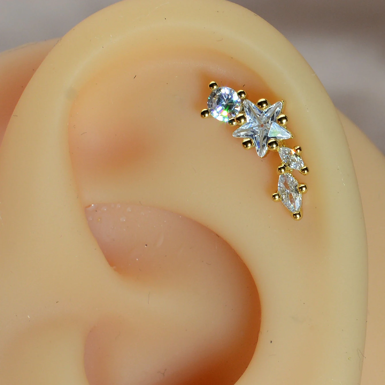 1PC Stainless Steel Star Flowe - Tragus Flat Back 评论和价格