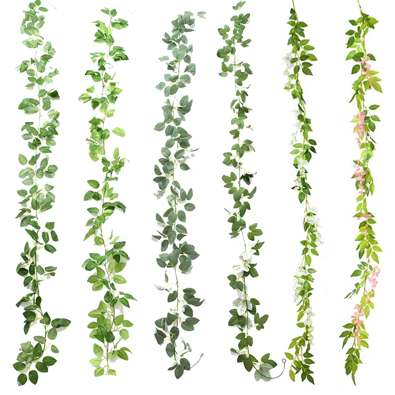 

Artificial Rose Leaves Vines Green Ivy Wedding Arch Decoration Fake Flower Rattan Artificial Plant Garland for Home Garden Decor