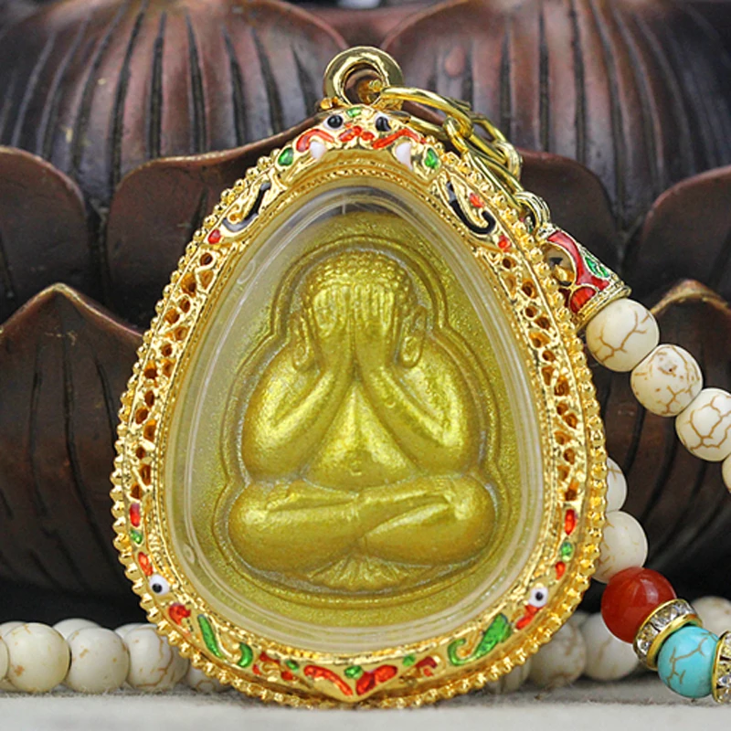 Asia Thailand Buddhist efficacious Amulet Bidafor Masked Buddha gold foil  avoidance risk Disaster Recruit fortune luck