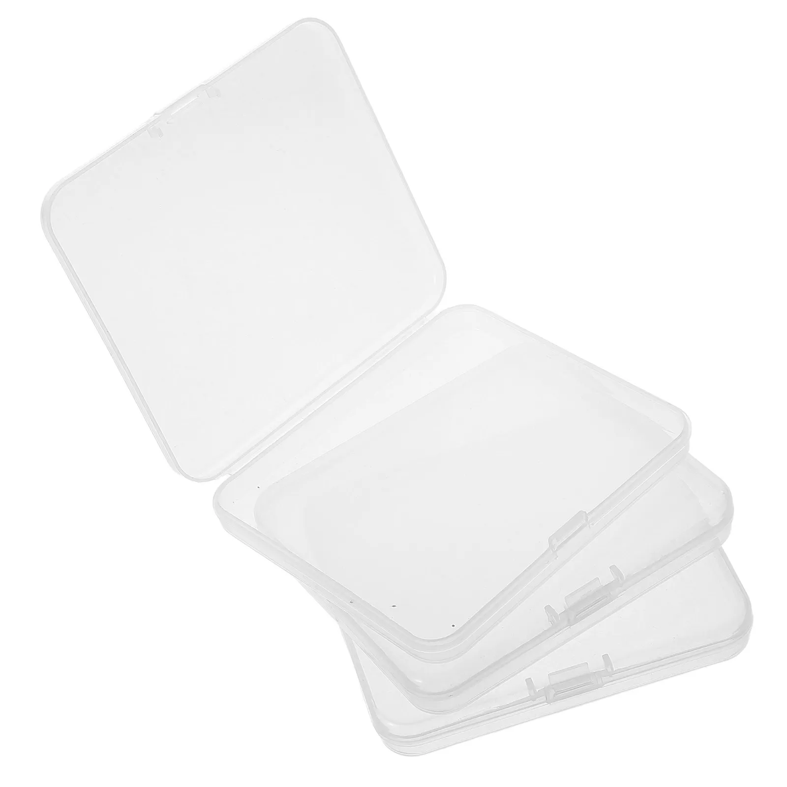 3Pcs False Eyelash Storage Box Transparent Rectangle Plastic Organizer Compact Carry Case Lash Holder Travel Use