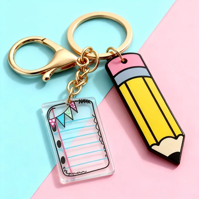 2D Flat Graduation Book-Shaped Acrylic Keychain – Backpack Bag Charm, Pencil Holder Accessory for Students Teachers Graduates