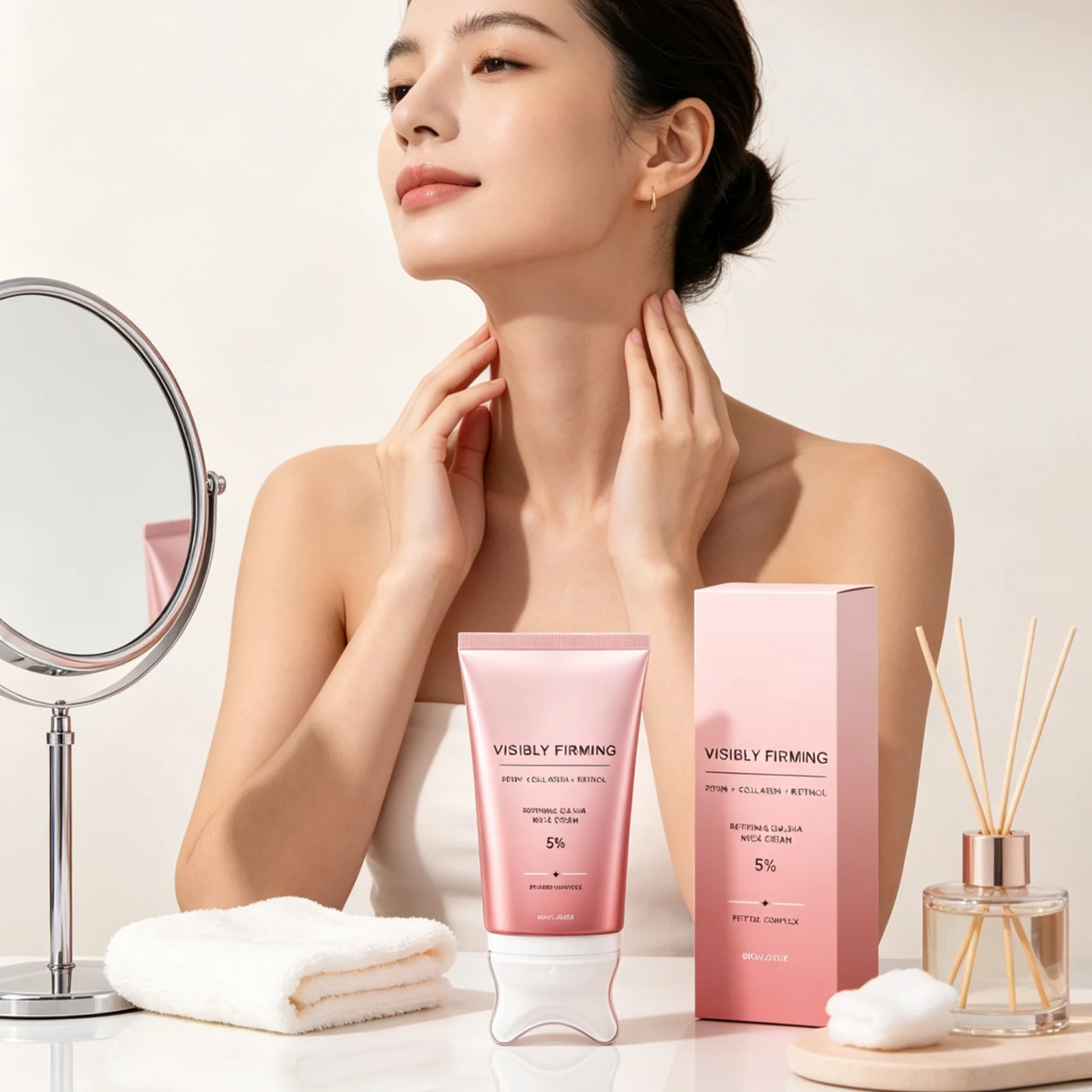 PDRN Neck Cream Gua Sha Massager Deep Hydration Face and Neck Care Smooth Skin Elasticity Increased Retinol Collagen Neck Cream
