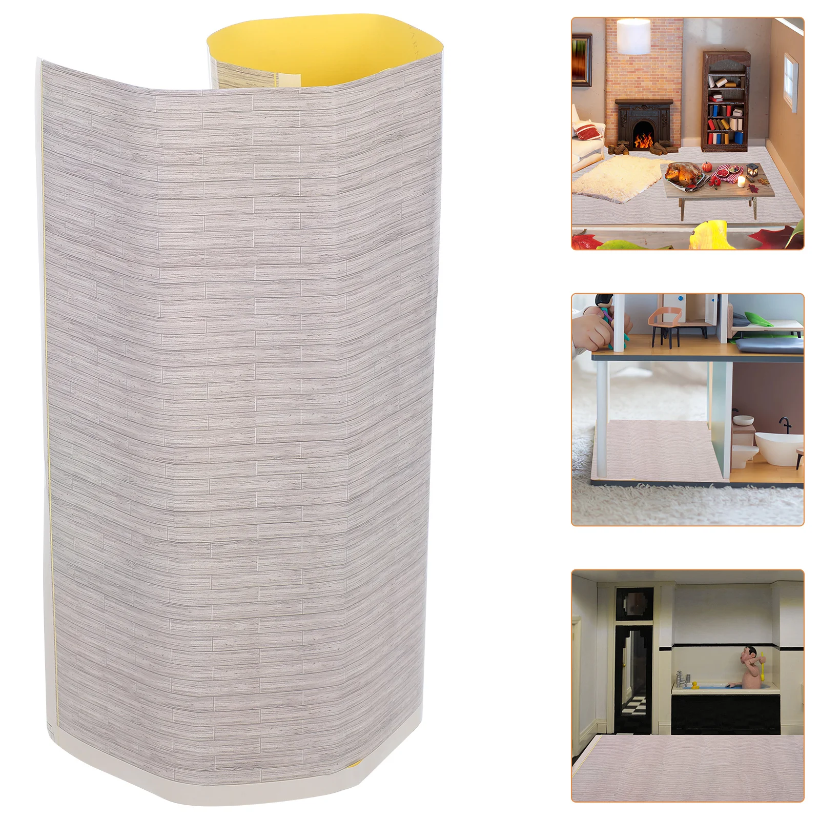 Adesivo per pavimenti in miniatura Mini House Foglio da pavimento fai-da-te Design rustico liscio Adesivo decorativo per pavimenti per mini casa