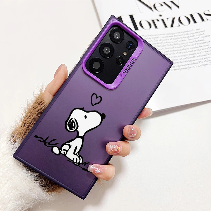 Snoopy Cute Cartoon Logo Fall Shockproof Case For Samsung Galaxy S24 S23 Ultra S22 S21 S20 Plus FE Note 20 Cover WK285