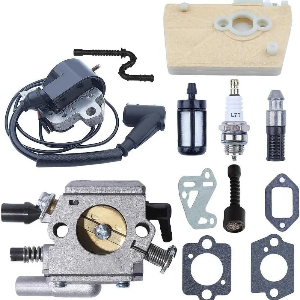 Replacement Kit for Fuel-Powered Chainsaw Engines Featuring High Voltage Ignition Coil Fuel Line and Oil Filter