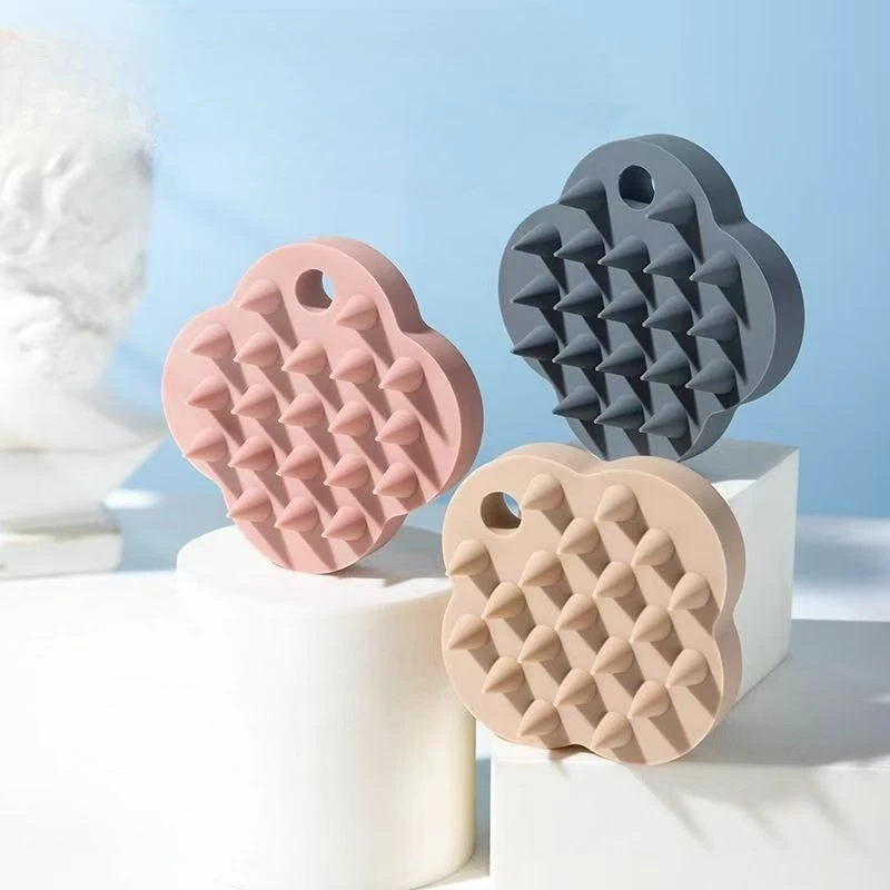 Japanese Style Silicone Hair Massager Comb  Massager Bath Scalp Massage Brush Flower Design for Hair Care Gentle Exfoliating
