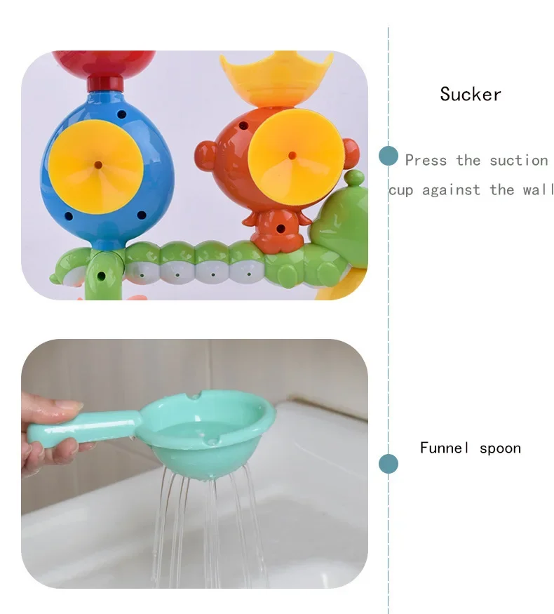 Baby Bath Toy Wall Sunction Cup Track Water Games Children Bathroom Monkey Caterpilla Bath Shower Toy for Kids Birthday Gifts