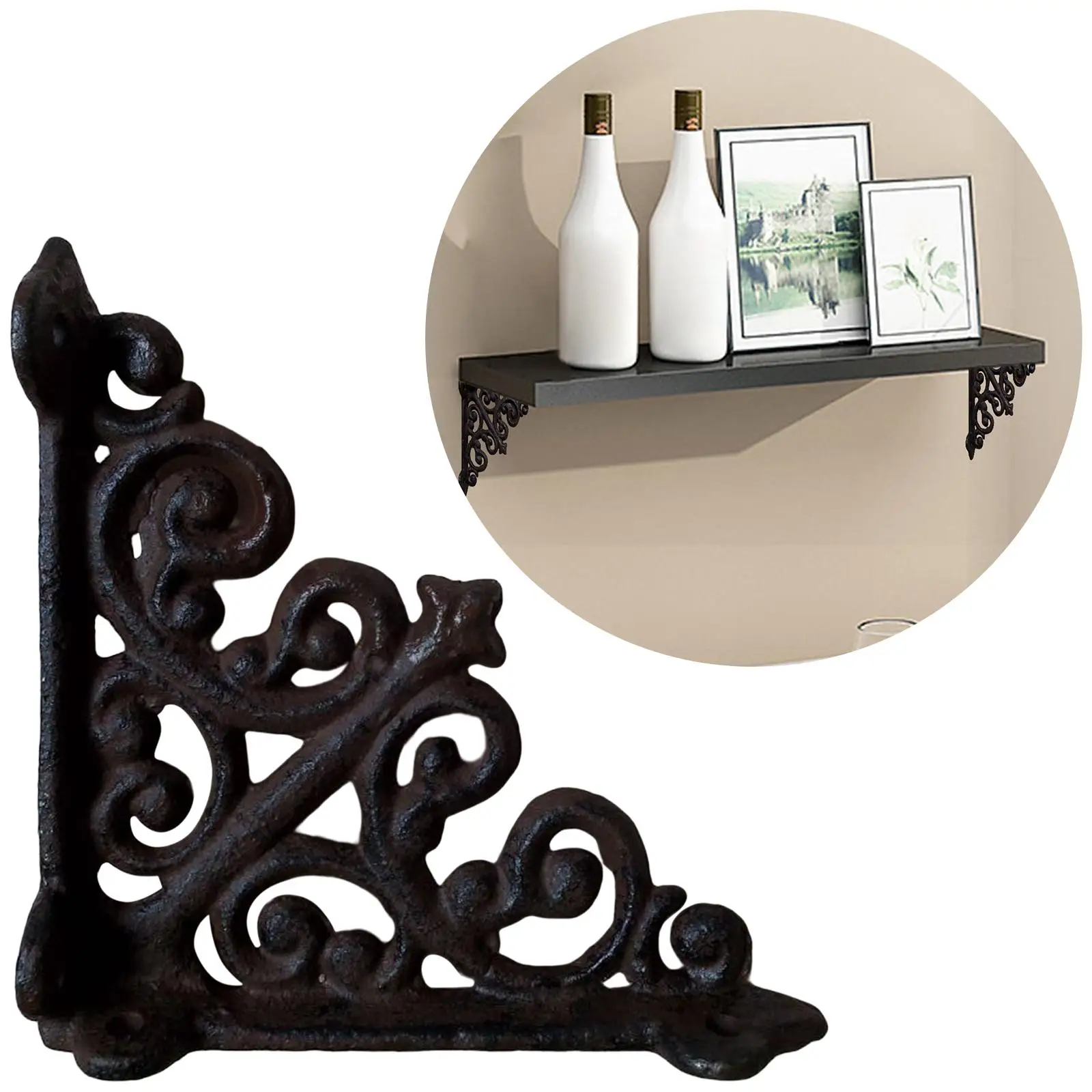 Cast Iron Shelf Brackets Furniture Heavy Duty Metal Wall Mounted Shelving Bracket Support Holder Hardware Multi-functional