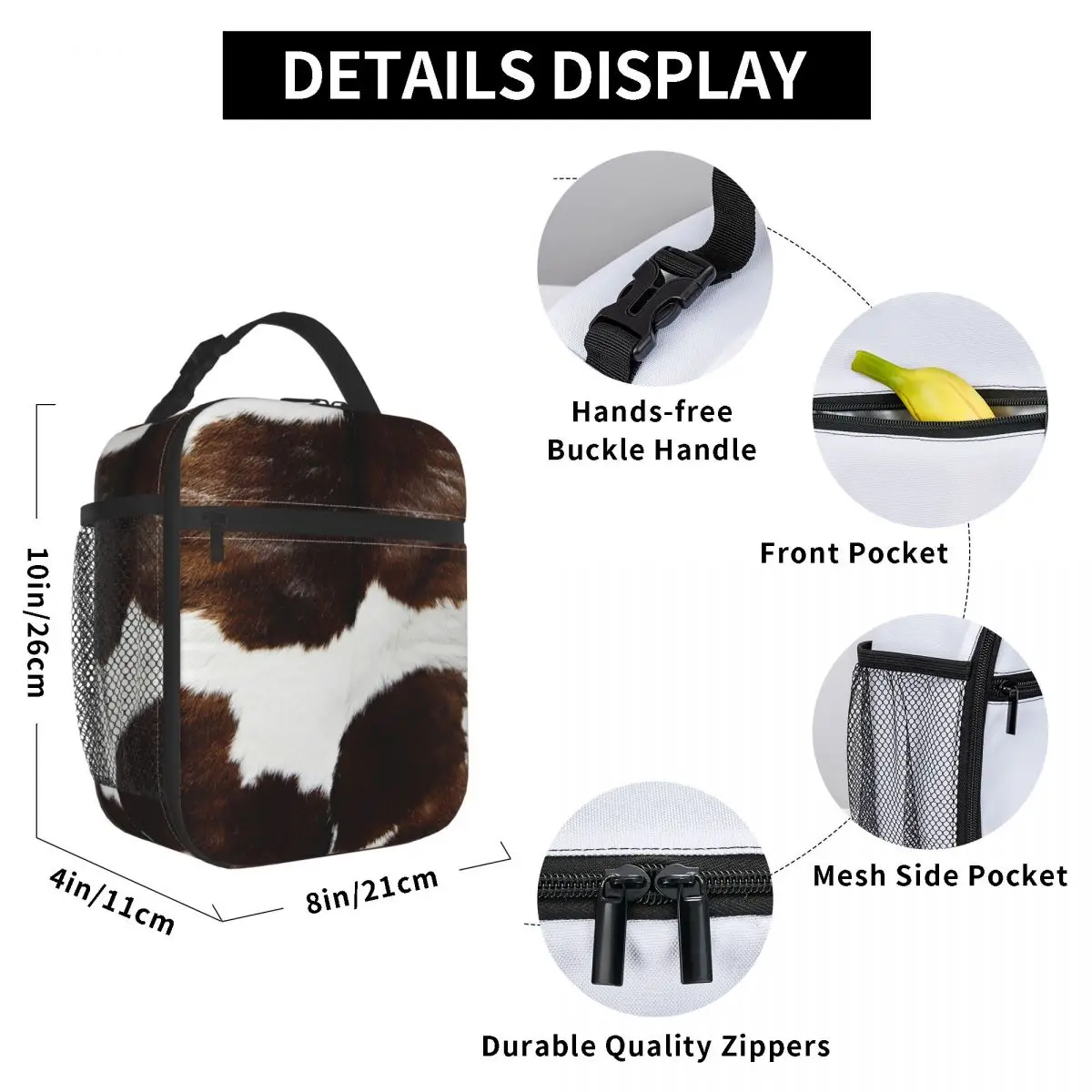 Rustic Ranch Cow Print Insulated Lunch Bag for Kids School Cooler Thermal Food Box Tote Leakproof Lunch Boxes Container