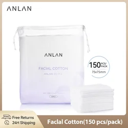 ANLAN 150pcs Extra Thick Facial Cotton Pad 75*75mm Disposable Double-side 3 Layer Soft Makeup Remover Pads