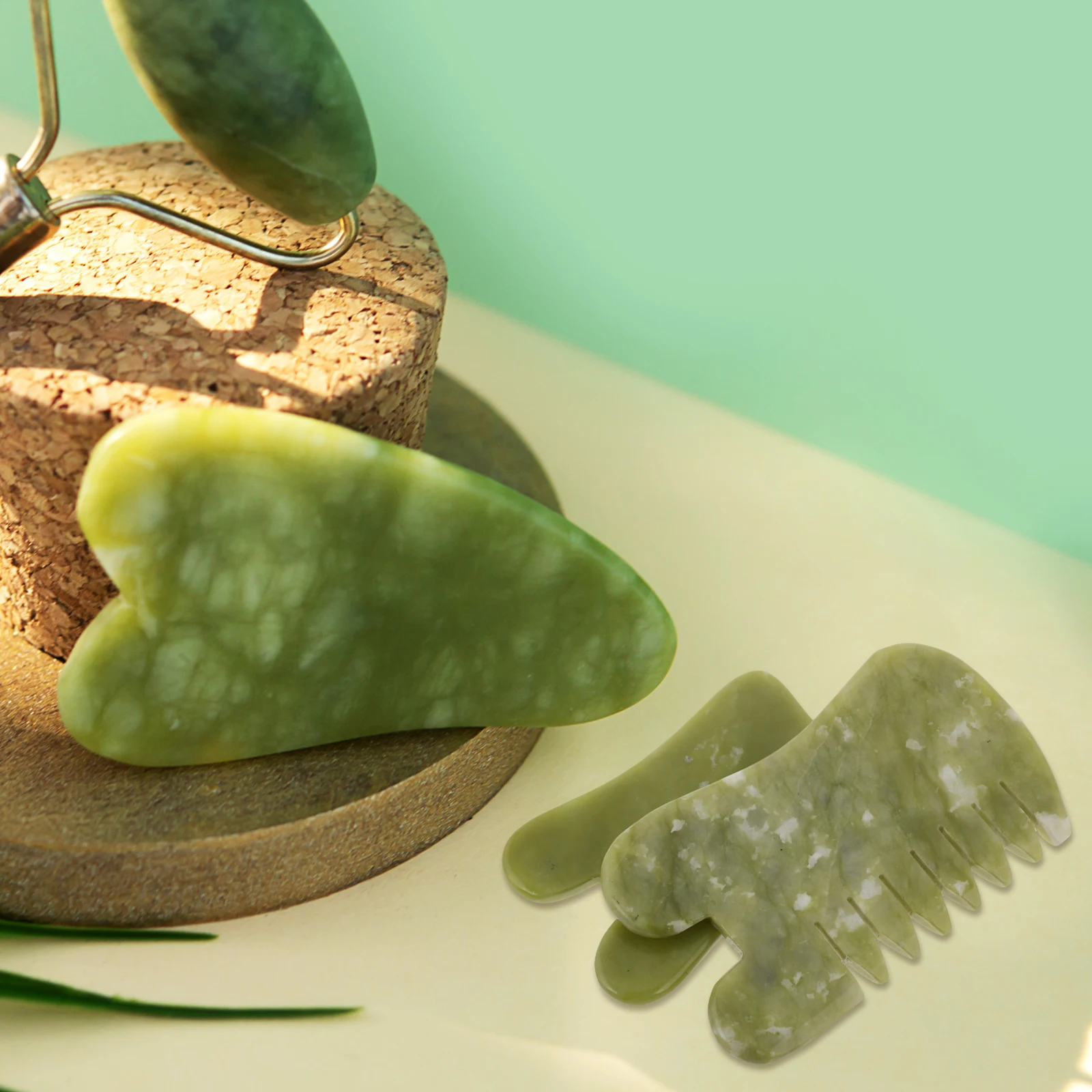 

2 Pcs Guasha Stone Tool 53x72mm 92x61mm Facial Body Scraper Natural Guasha Tool Stone Massage Therapy Gifts