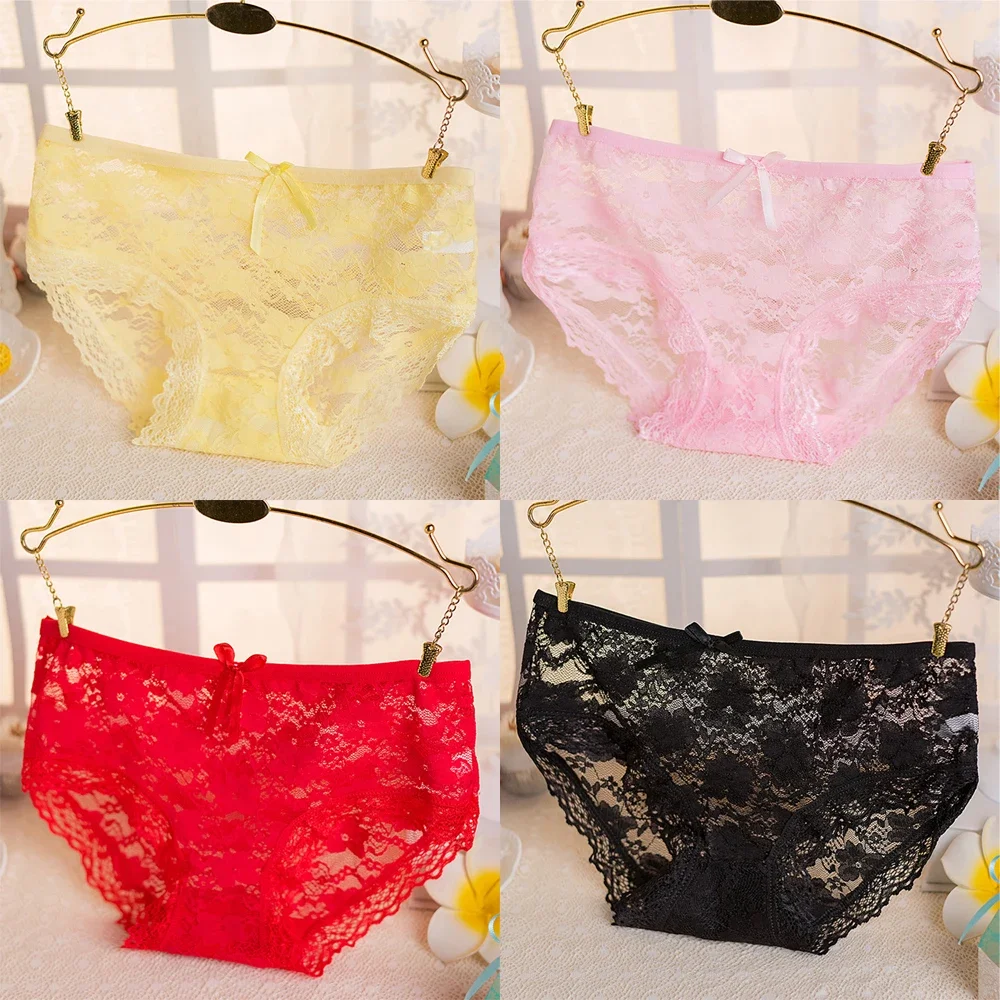 

Girl Lingerie Cute Flower Lace Underwear Lingerie Femme Floral Lace Panties Women 9 Colors S-XL Mid-Waist Sexy Pink Underpants