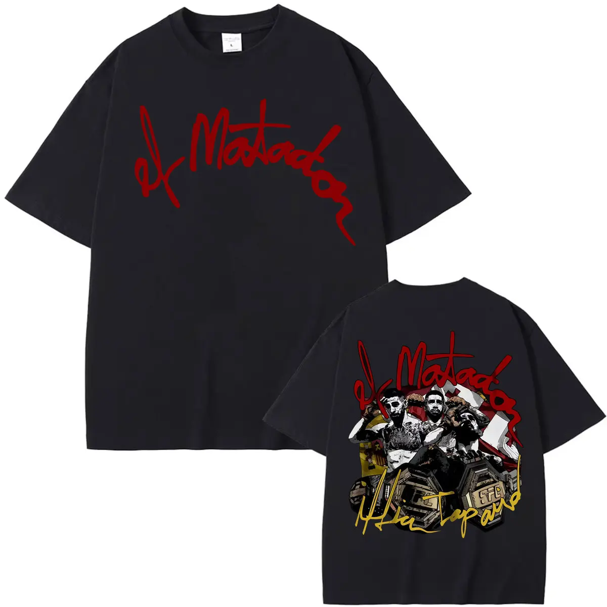 El Matador Ilia Topuria Violence Aesthetic T-shirts Men's Clothing Harajuku High Street T Shirt Casual Cotton Oversized T Shirts