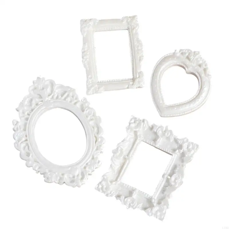 L9BE 4Pcs Resin Mini Picture Frame Antique Photo Frame Tiny Baroques Ornate Frame
