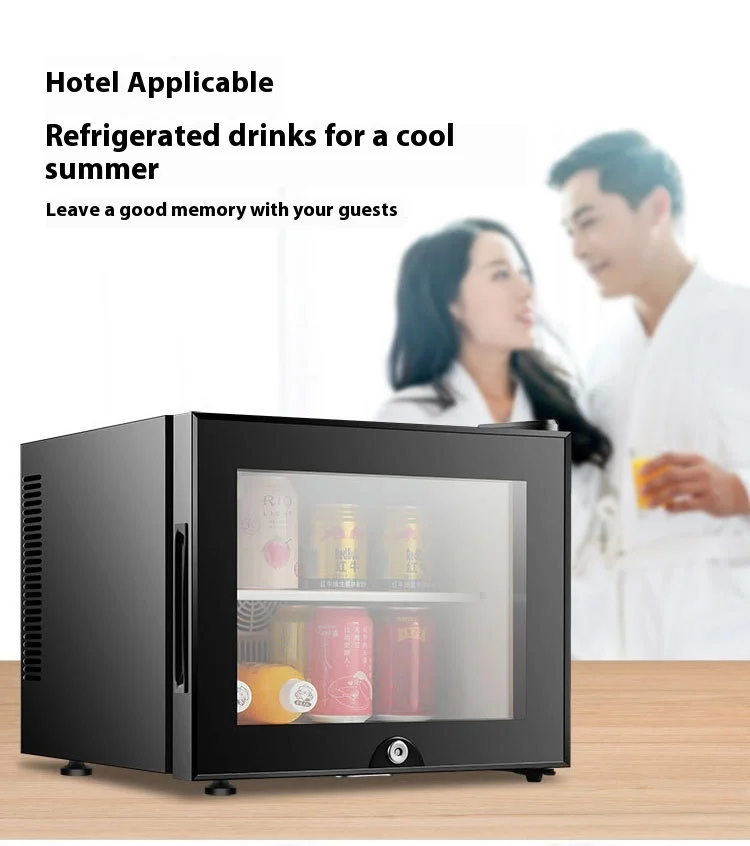 Commercial clear Glass Stainless Steel Small Beverage Refrigerator for Hotels