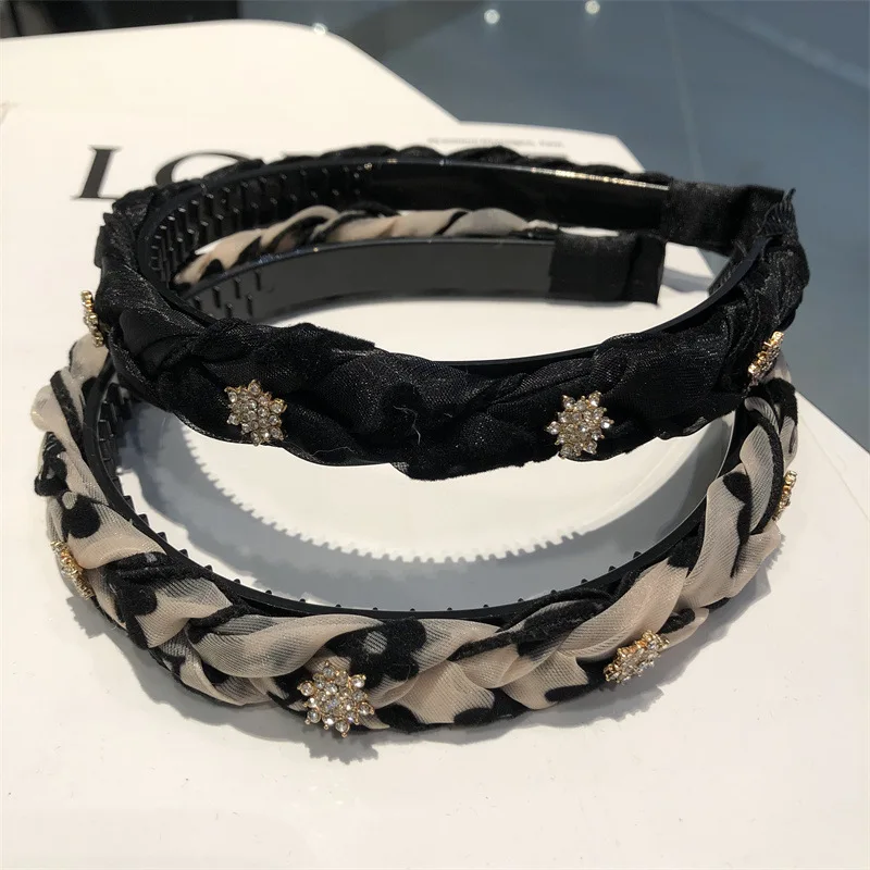 

Mesh flower Fried Dough Twists high skull top hair band for women French style retro high sense go out versatile headdress