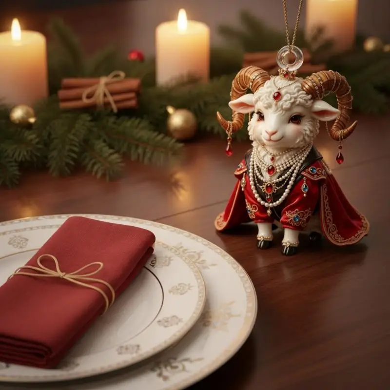 Acrylic Chinese Zodiac Goat Hanging Ornament Red Gold Auspicious Design Non-fading Holiday Window Decor