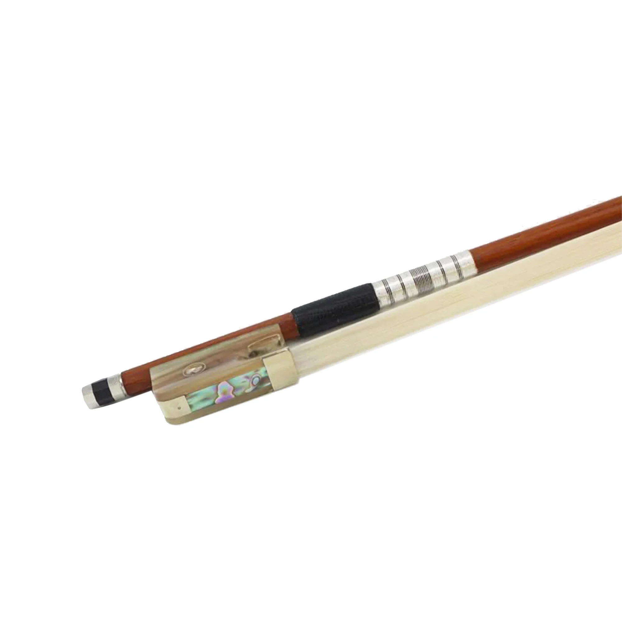 White Horn Cello Bow 4/4 Brazilian Wood, Colorful Ebony Wood
