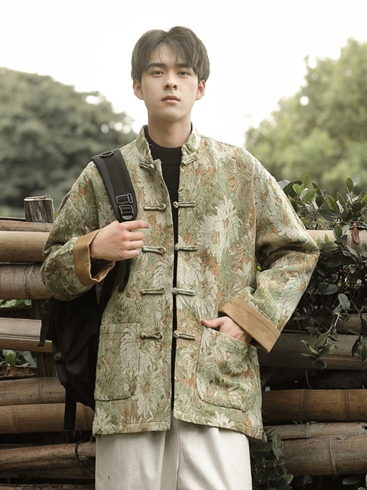 

Новая мужская куртка в китайском стиле с вышивкой, воротником-стойкой, улучшенная модель для весны и осени, в стиле Чжунган Ханьфу, ретро-дизайн