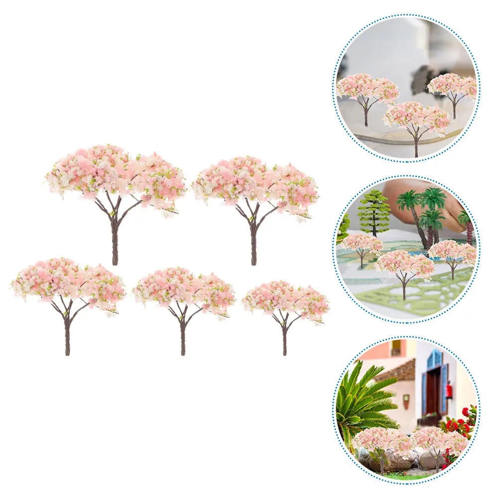 

10Pcs Mini Cherry Blossom Tree Artificial Green Scenery for Diorama Sand Table Layout Mini Cherry Blossom Tree