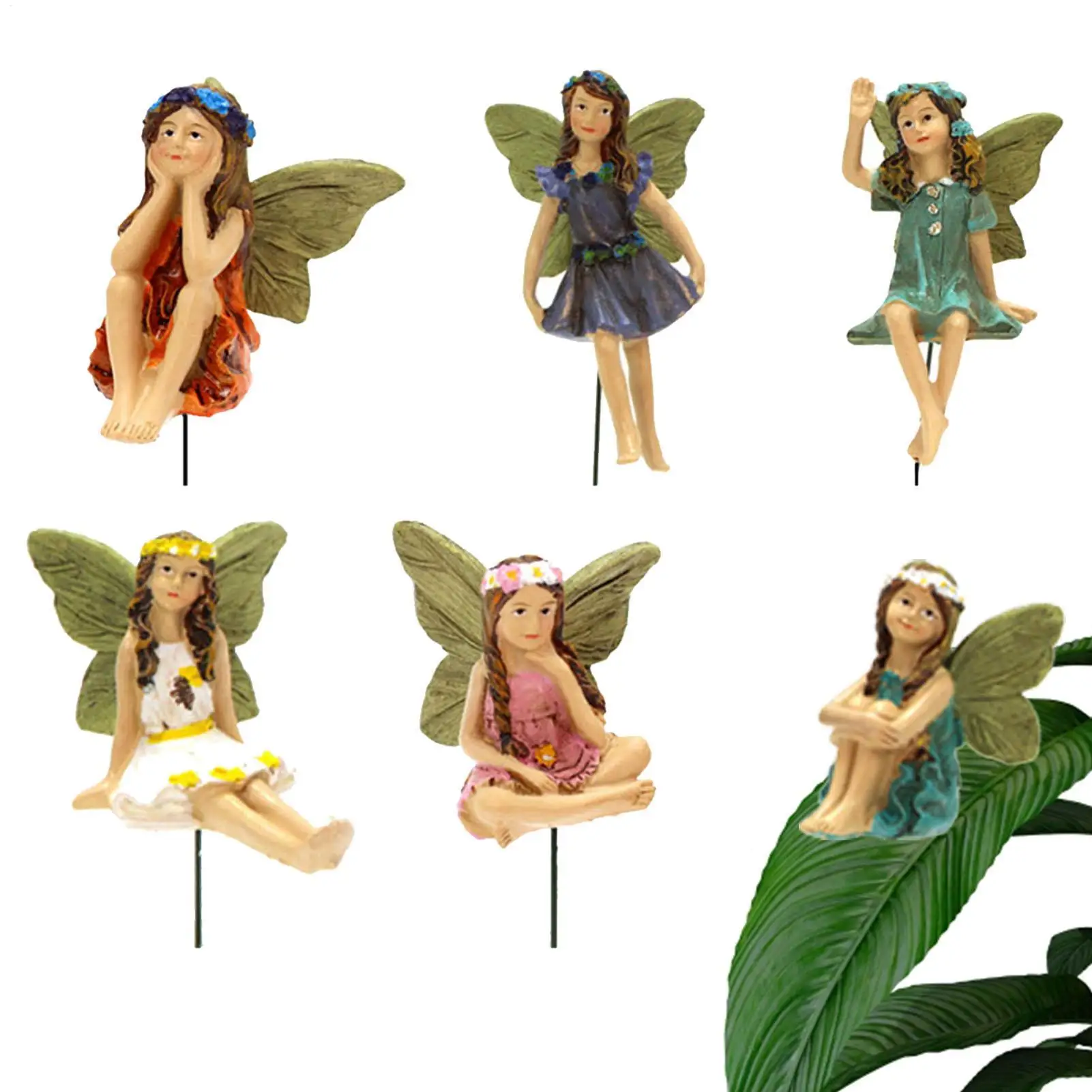 Mini Fairy Miniature Resin ElfSet Garden Landscape Angel Statue DIY Decor Landscape Fairy Statue DIY Decoration