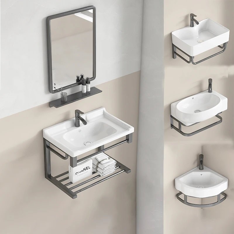 

Compact Wall-Mounted Ceramic Wash Basin Space-Saving Design for Small Bathrooms Bathroom Vanities