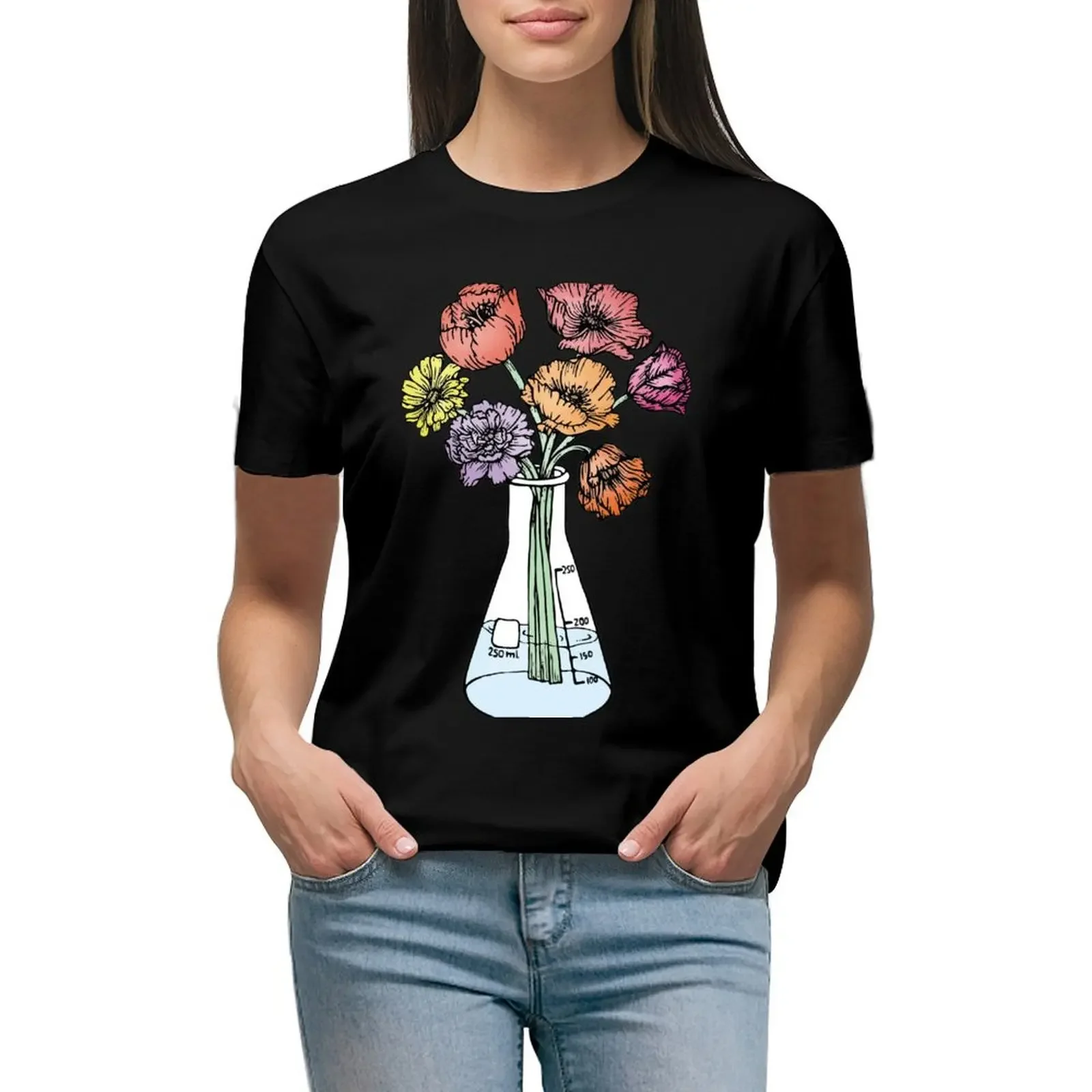 Erlenmeyer Bouquet T-Shirt vintage clothes Aesthetic clothing female customs western t shirts for Women