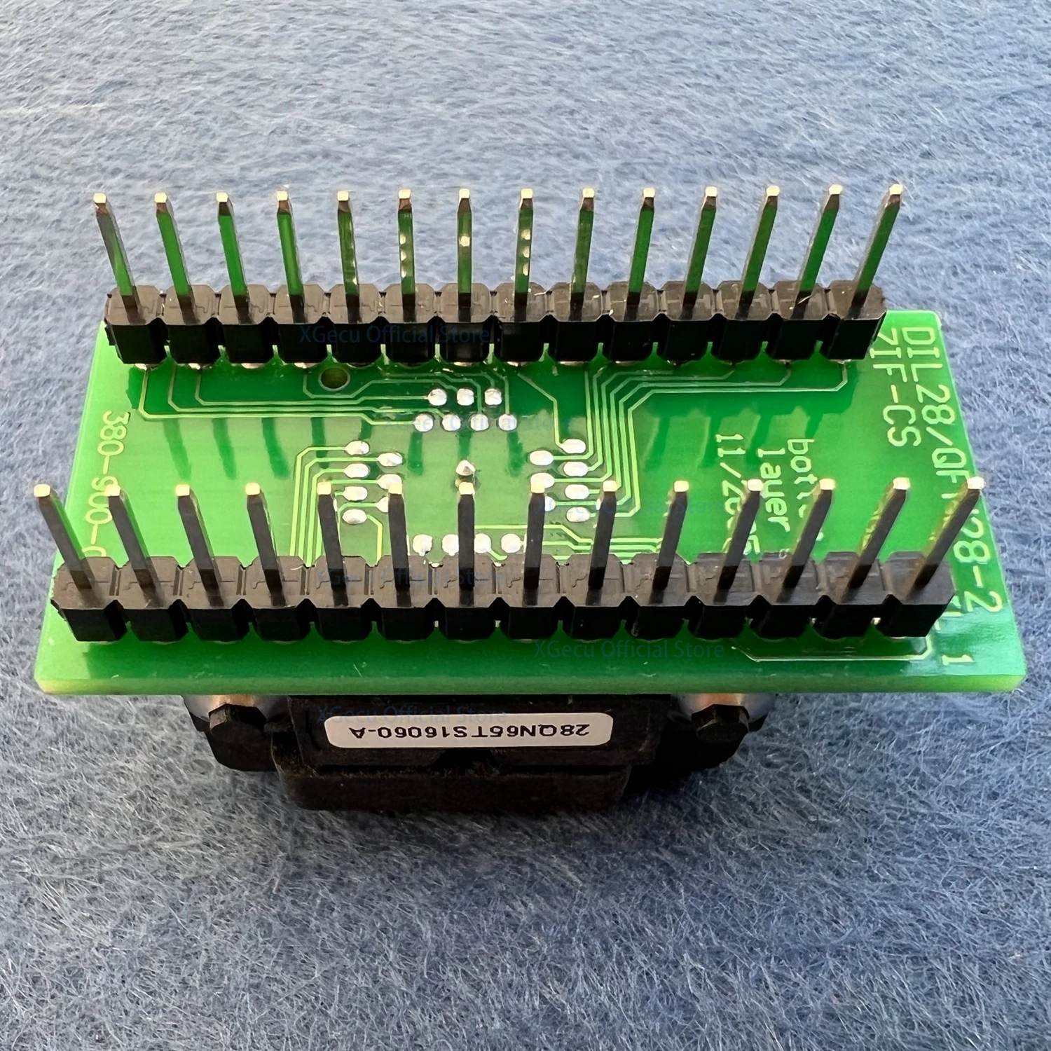 Universal QFN28-DIP28 adapter DIL28/QFN28-2 ZIF-CS for 6X6mm QFN28 chips, Pin pitch 0.65mm 70-0380 28QN65TS16060-A