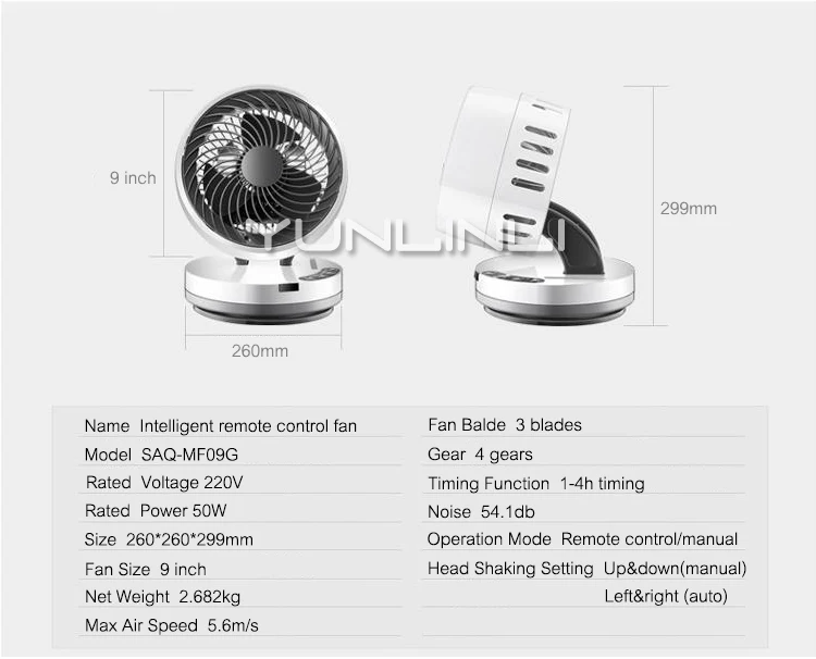 مروحة كهربائية صامتة لسطح المكتب، مروحة ذكية لتدوير الهواء، جهاز تهوية منزلي صغير للتحكم عن بعد