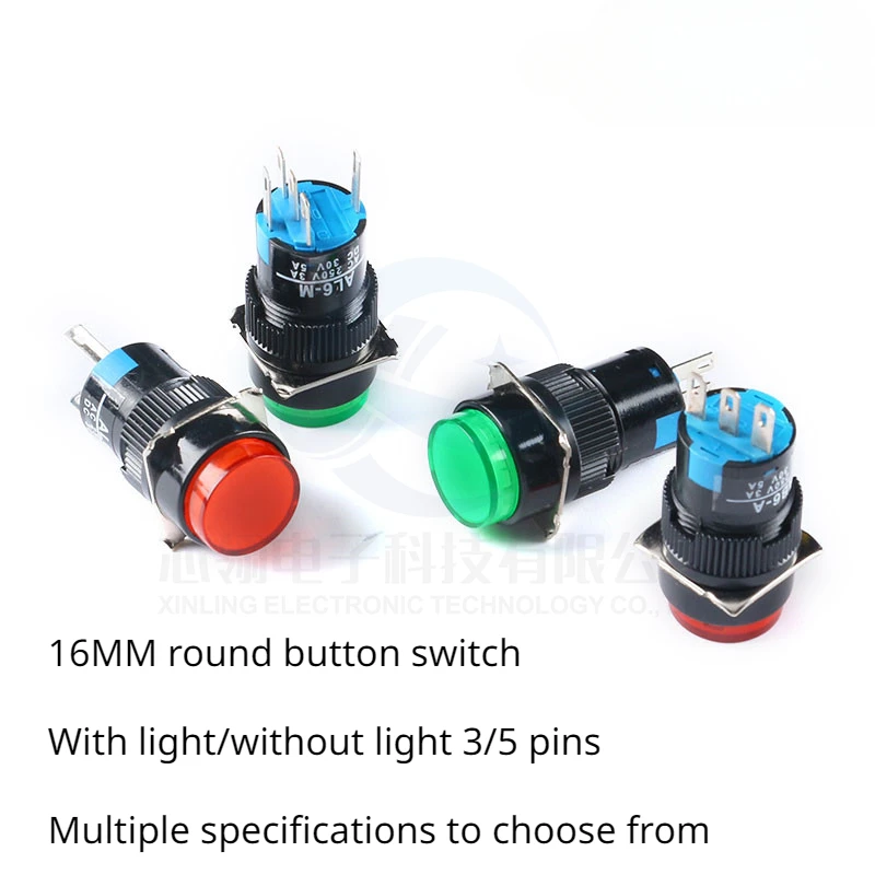 Button switch LA16/AB6-A/AB6Y-M inching self-resetting self-locking LA16-AL6-A-M round 16MM