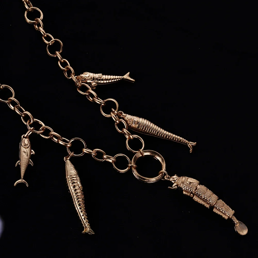 

Metal Fish Charms Chunky Earrings Long Designer 2024 Hip Hop Jewelry Set Tarnish Free Waterproof Women Accessories Wholesale