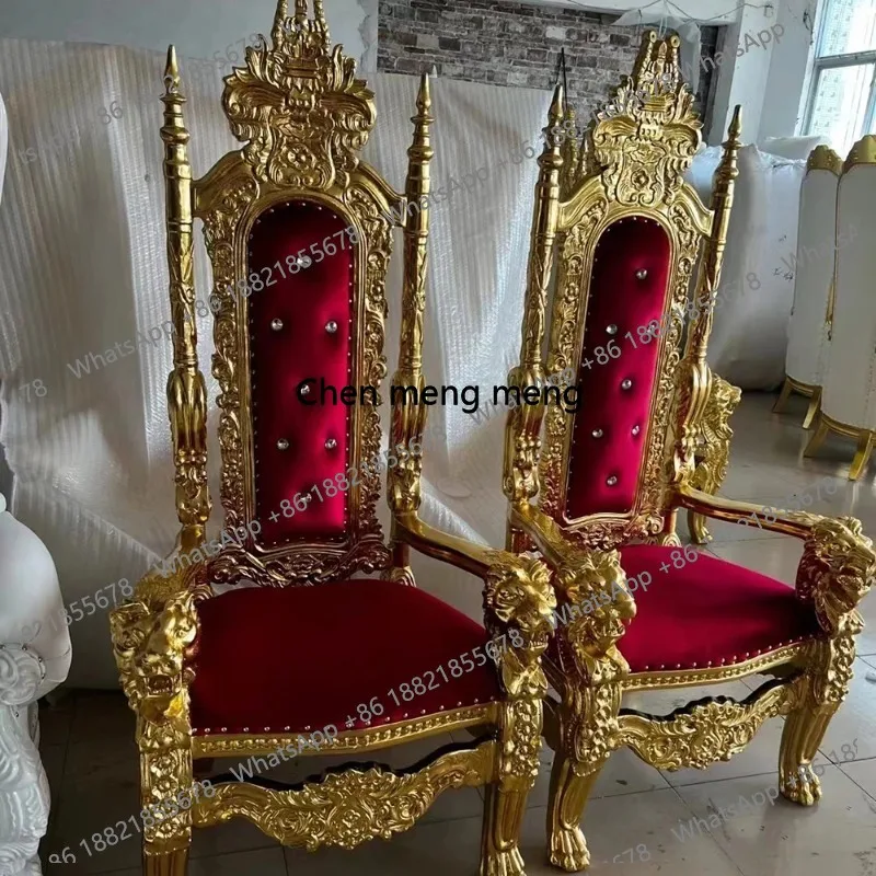 2pcs King Throne Chair High Back Royal Luxury Chair For Groom And Bride High Grade Hotel Furniture Throne Chair