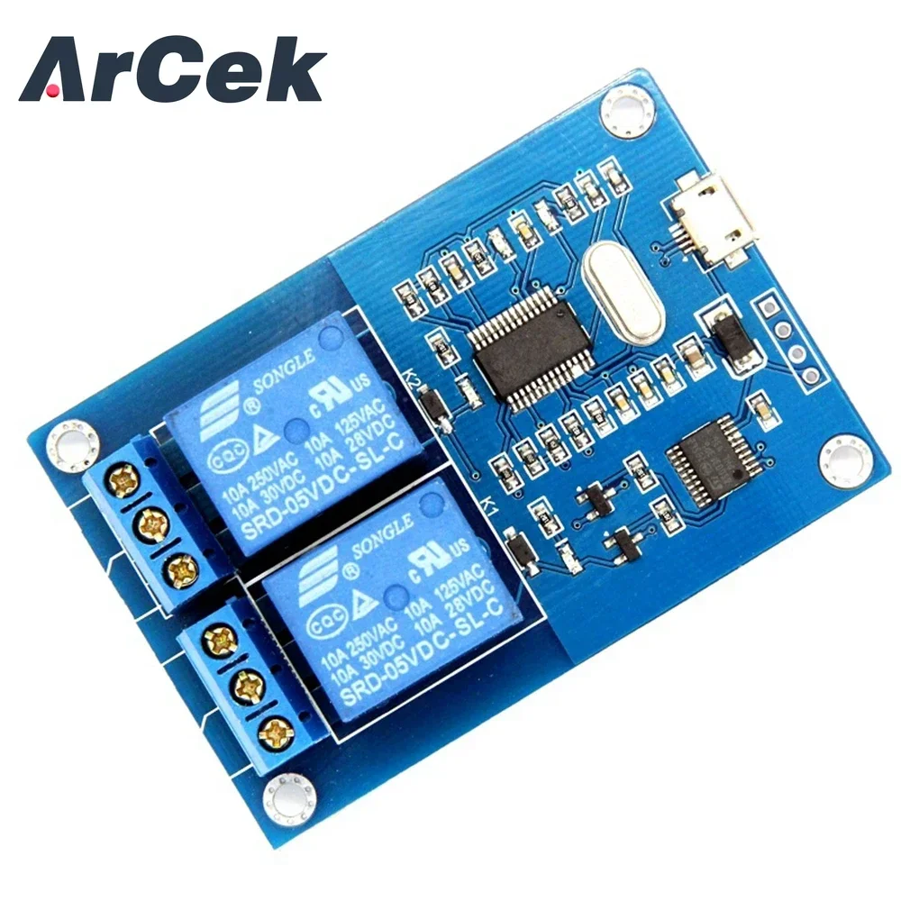 MICRO USB Relay Module 5v 2 Channel Relay Module, Relay Control Panel with Indicator 2way Relay Output Usb Interface
