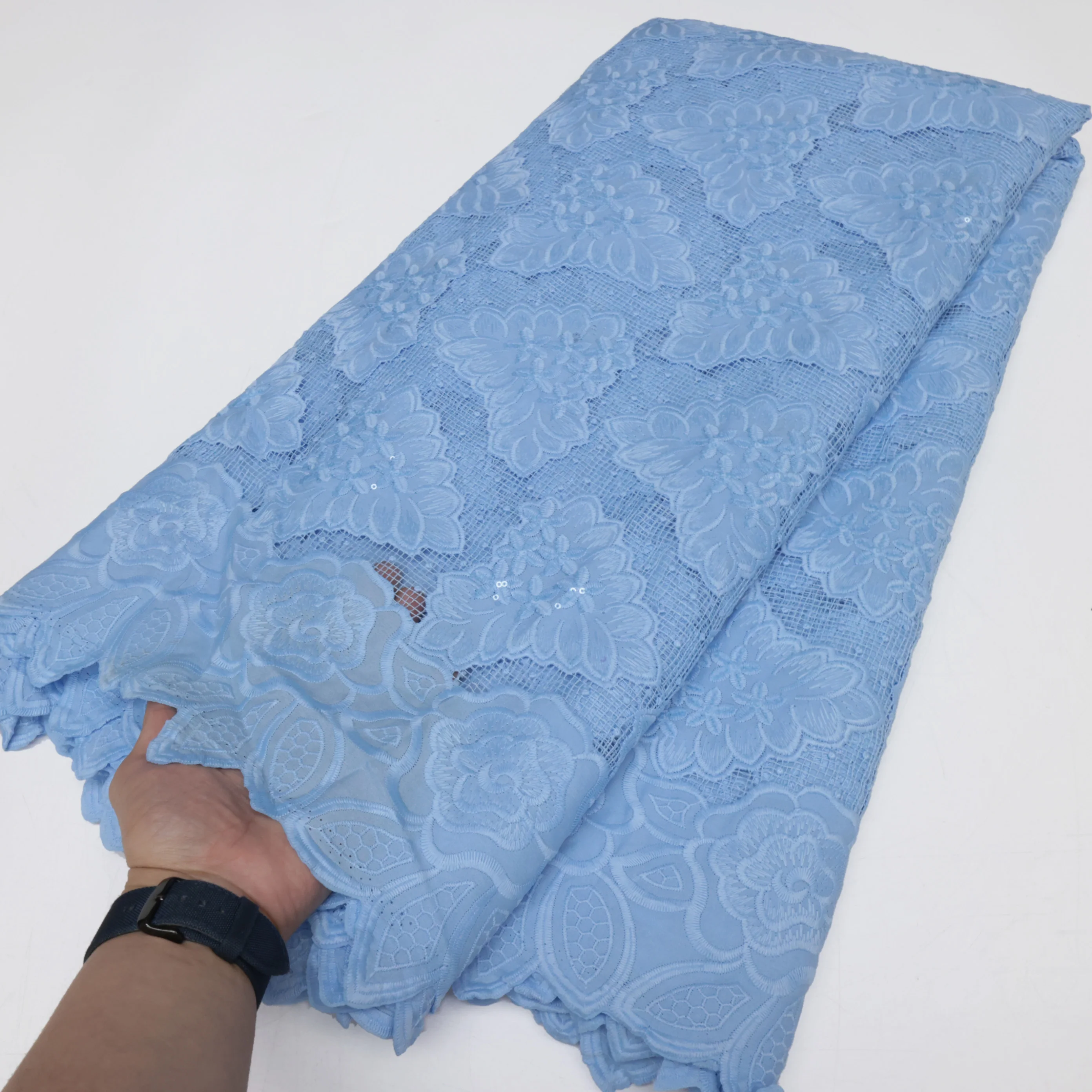 Royal blue Fashion African Cord Lace Fabric Milk Silk Embroidered Lace Nigerian French Tulle Fabric for Wedding Party Dress Mate