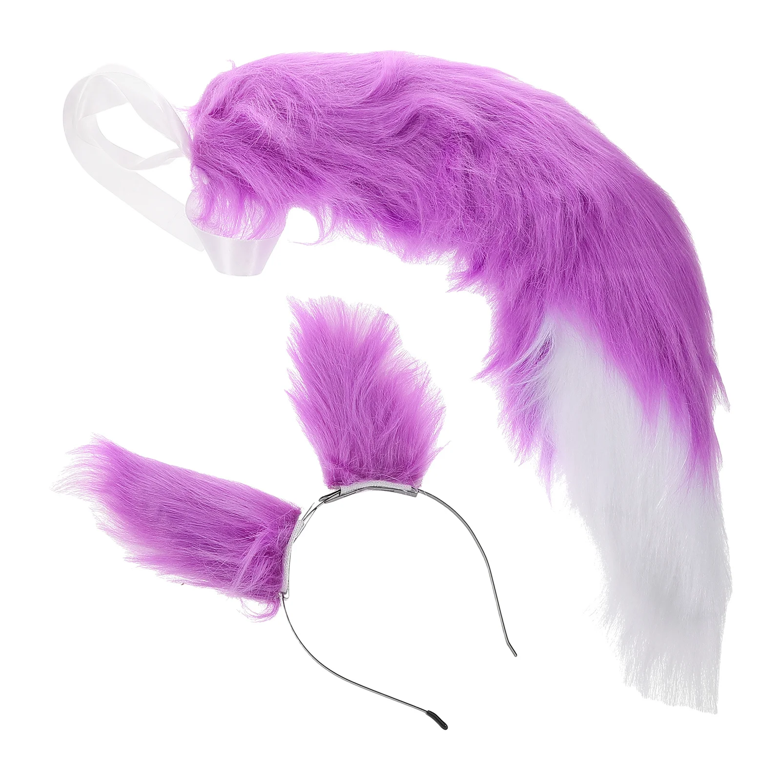 1 مجموعة آذان الثعلب خوذة مزدوجة الطبقات واقعية الحيوان زي الذيل تأثيري حفلة الهالوين ملحق الأذن الحيوان #6