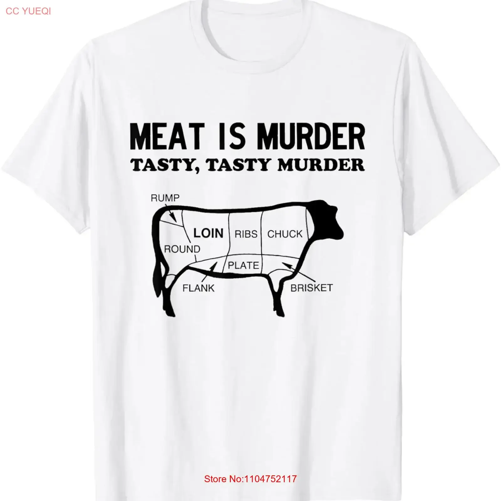 Meat Is Murder Tasty Cuts of Steak Parts Beef T Shirt  vintage Washed Casual Versatile Soft Stretched fashion designer clothes