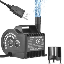 Submersible Water Pump Portable USB 8 Levels Adjustable 0-400L/H 0-600L/H Small Fountain Pump with 0-9.8ft Lift 7.2ft Lift 6.5ft