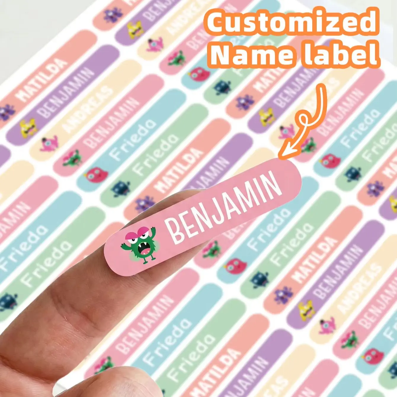 1‑300PCS Waterproof Custom Name Stickers with Personalized Text for Book Covers,Binders,Desk Organizers,Clipboards&Library Bags