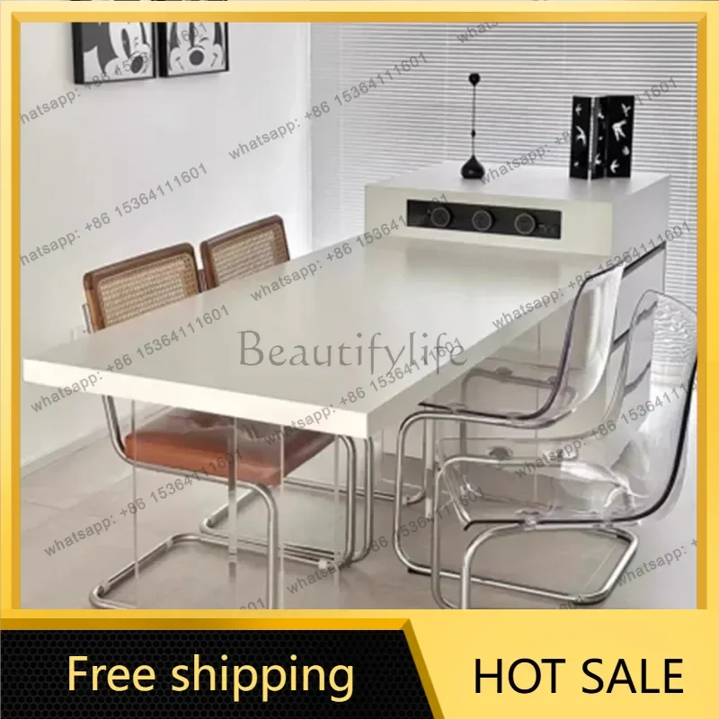 LJY Acrylic Coffee Dining Table Kitchen Designer Restaurant Wood Dining Table Console Conference Extending Mesa Commercial Furni