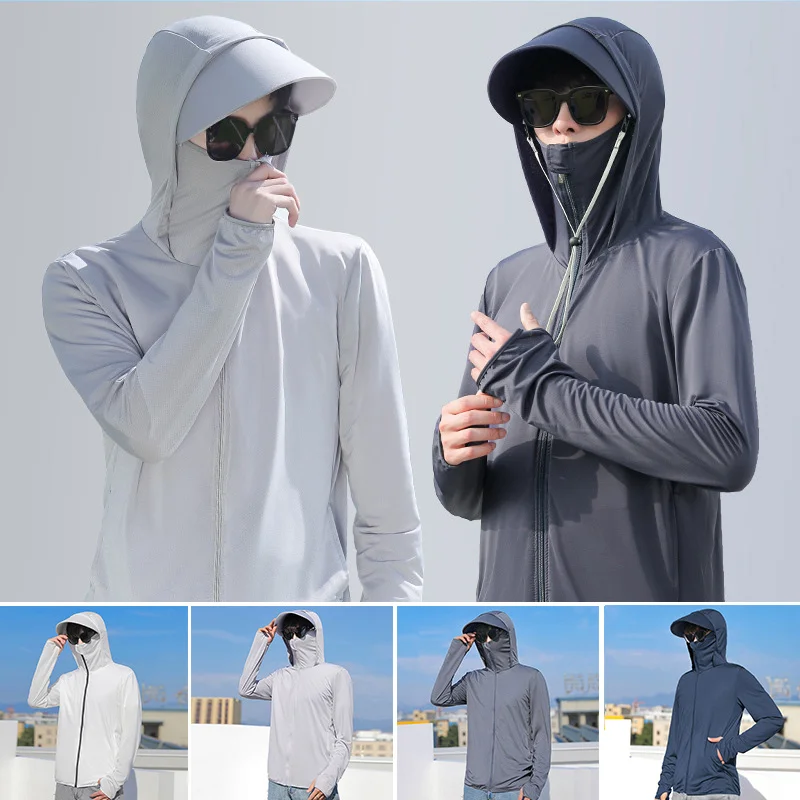 

2023 New Summer UPF 50+ UV Sun Protection Skin Coats Men Ultra-Light Sportswear Hooded Outwear Windbreaker Casual Jackets