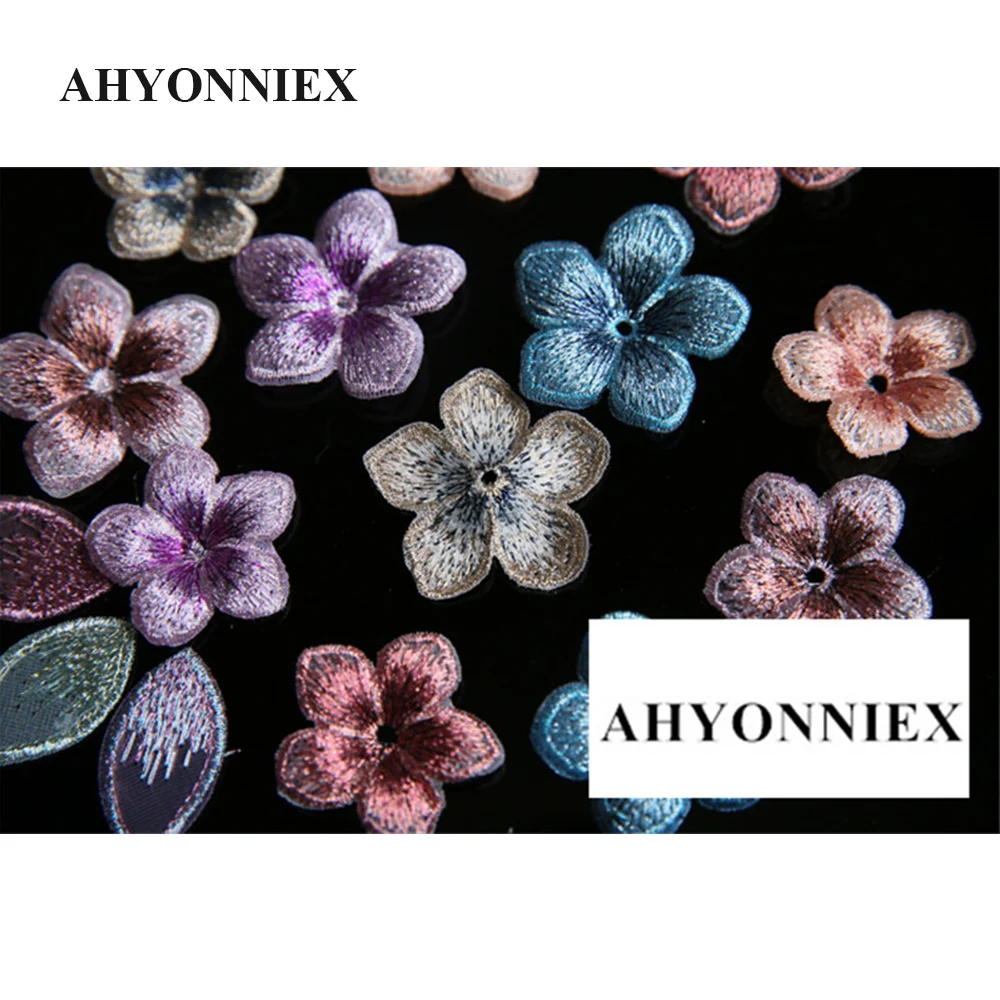 AHYONNIEX 10pcs Cheap Small Flower Patch for Clothes Sewing on Applique Dress Hair Accessories Shoes Bags DIY Decoration Patches