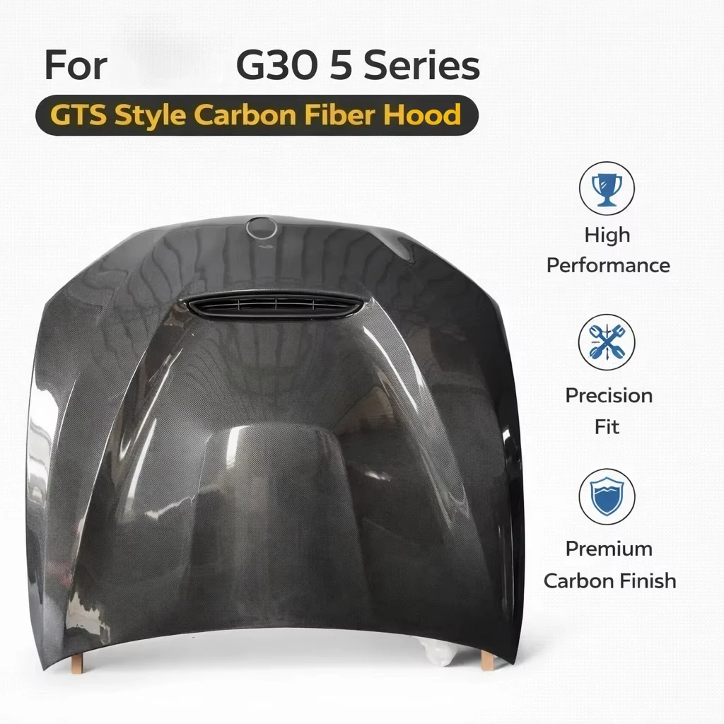 

Carbon Fiber Hood for G30 5 Series F90 M5 2017-2023 | GTS Style Front Bonnet Replacement | OEM-Style Fit