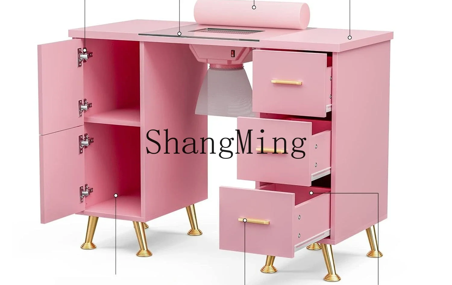 

CL single manicure table with wrist pad vacuum cleaner mobile glass manicure table