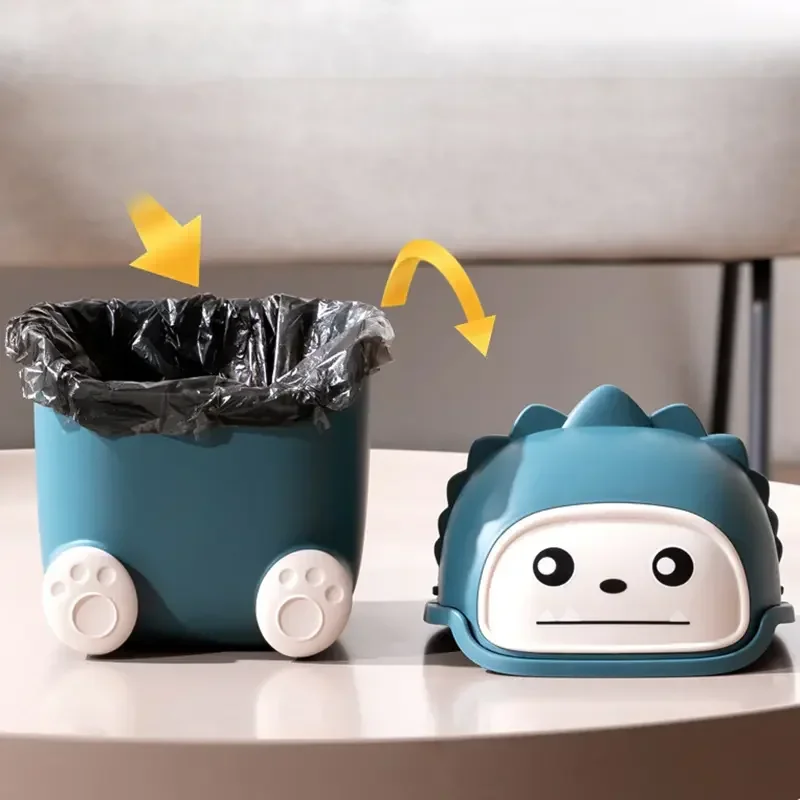 Ins Desktop Small Trash Bin Waste Bin Bedroom Home Cute Trash Can with Lid Kitchen Bin Bathroom Room