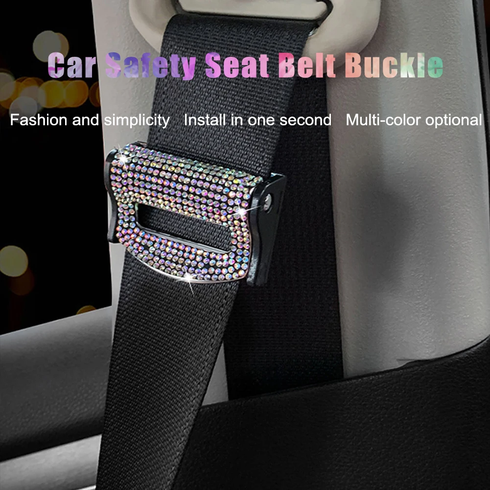 2PCS Universal Car Safety Seat Belt Buckle Clip Seat Belt Stopper Car Seat Belt Fixing Clips Bling Car Assessoires for Woman