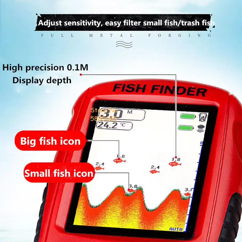 Smart Portable 50M Depth Sonar Fish finder 200M Wireless Underwater Visible High-Definition Sonar Sensor Fishing Fish detector